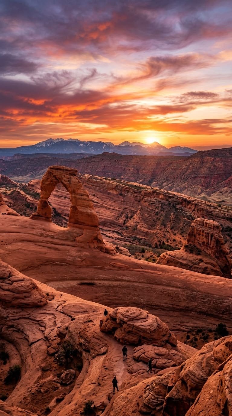 Atardecer entre formaciones rocosas de Utah