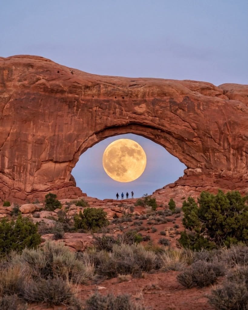 Luna enmarcada por una formación natural